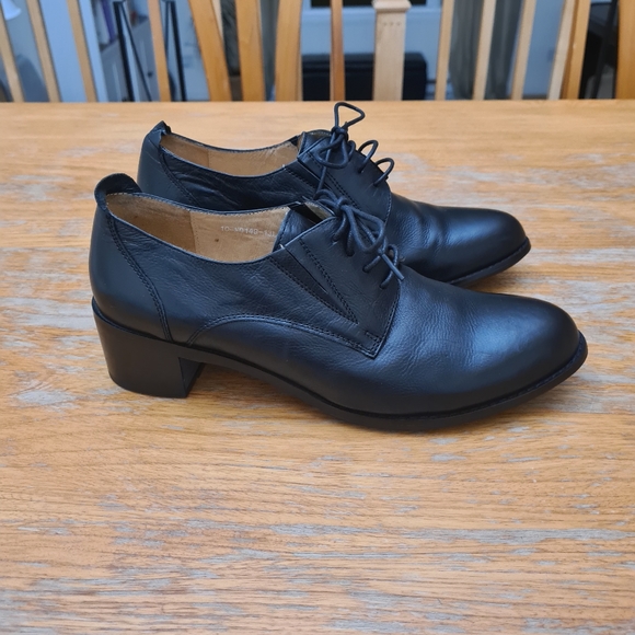 Classic black leather lace-up business office shoes size 38 - Picture 3 of 9